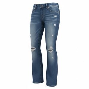 American‎ Eagle Kick Boot Super Stretch Distressed Medium Wash Jeans Womens 12